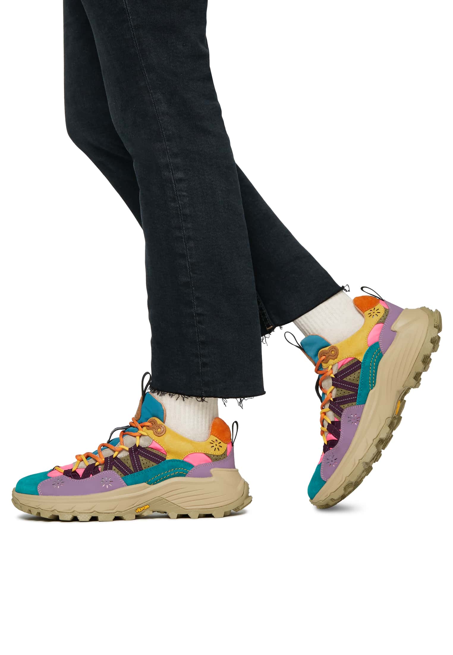 Beige / Aqua Green Women Flower Mountain IWANO Sneakers | 068-AGOPUN