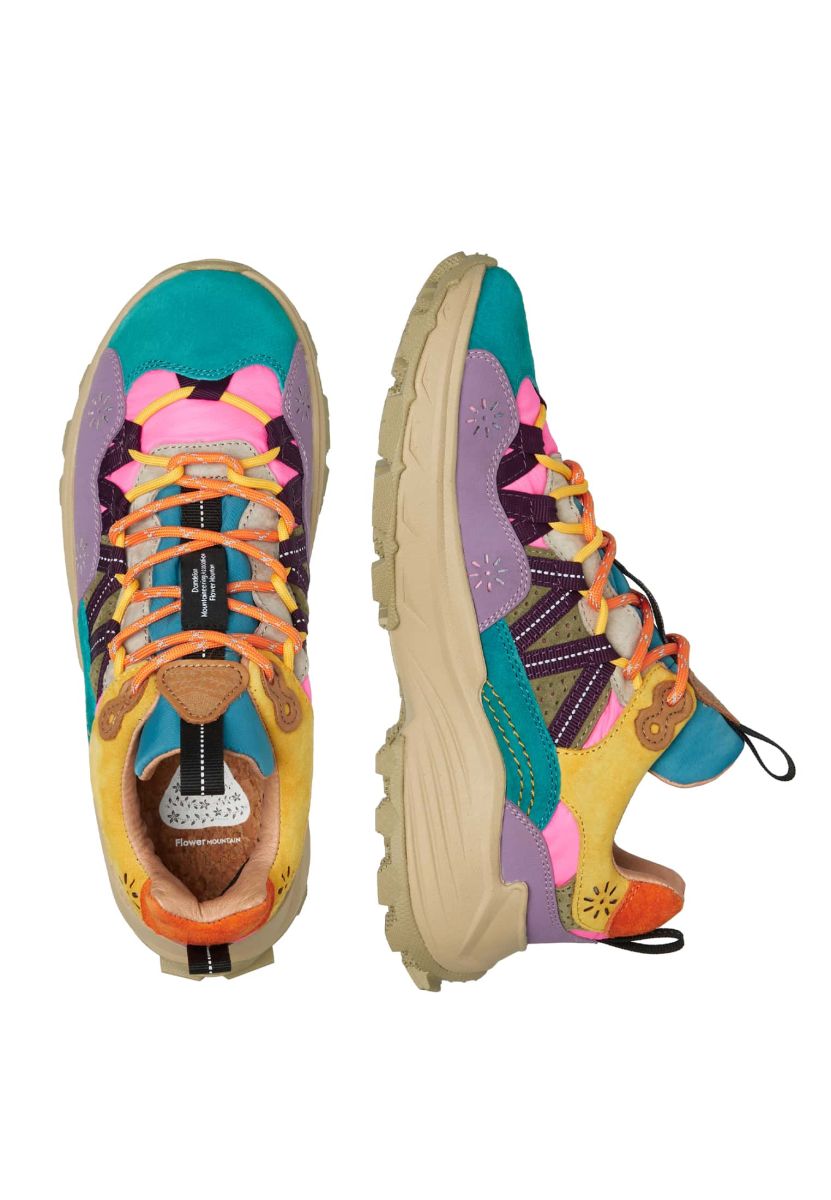 Beige / Aqua Green Women Flower Mountain IWANO Sneakers | 068-AGOPUN