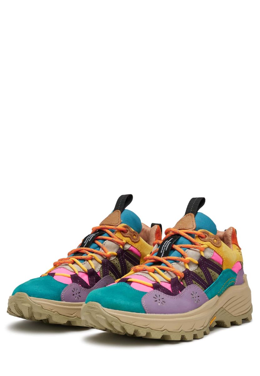 Beige / Aqua Green Women Flower Mountain IWANO Sneakers | 068-AGOPUN