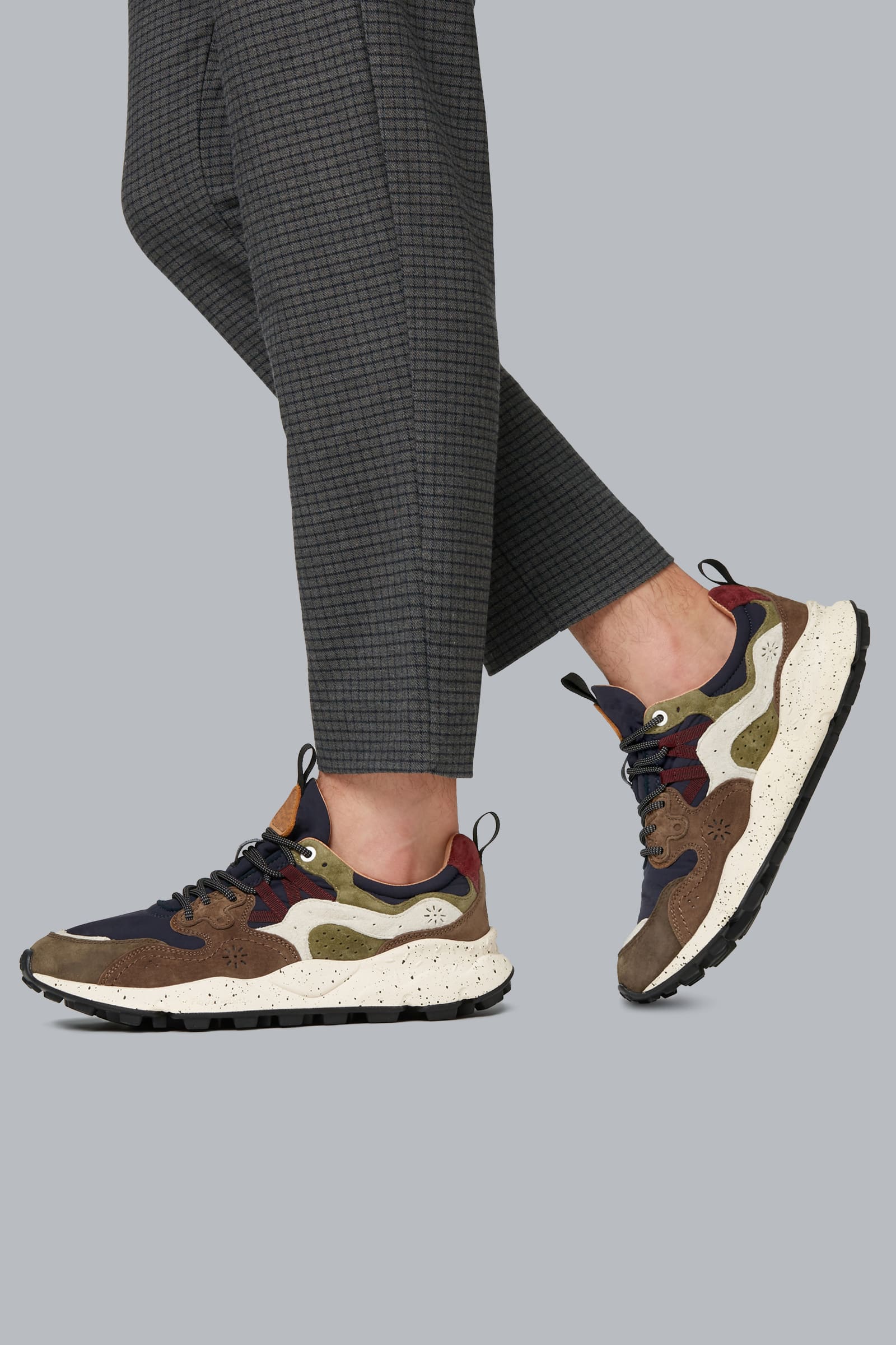 Brown / Navy Men Flower Mountain YAMANO 3 Sneakers | 390-CZHBNW